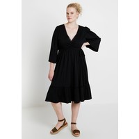 Lost Ink Plus WRAP DRESS WITH TRIM Sukienka letnia black LOA21C05K