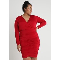 Simply Be PLUNGE NECK RUCHED SIDE BODYCON DRESS Sukienka etui red SIE21C01S