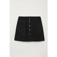 H&M H&M+ Trapezowa spódnica 0617828002 Czarny/Imitacja zamszu