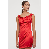 H&M Sukienka z odkrytymi ramionami 0796644001 Czerwony
