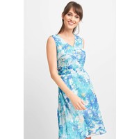 Quiosque Rozkloszowana sukienka w niebieskie kwiaty 4HZ007813