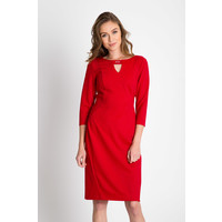 Quiosque Czerwona sukienka z ozdobnym dekoltem 4ED010601