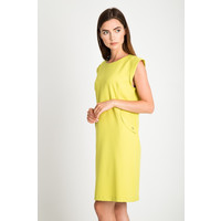 Quiosque Gładka limonkowa sukienka z kieszeniami 4FN014900