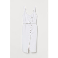 H&M Dżinsowa sukienka na szelkach 0747346001 Biały