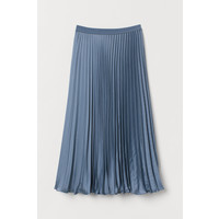 H&M Plisowana spódnica z satyny 0738590006 Gołębi błękit