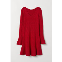 H&M Brokatowa sukienka 0716662002 Czerwony