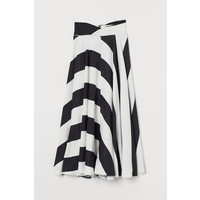 H&M Kloszowa spódnica 0849493001 Czarny/Białe paski