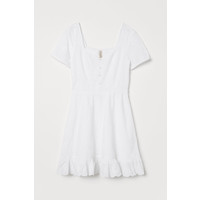 H&M Sukienka z haftem angielskim 0730359001 Biały
