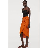 H&M Drapowana spódnica z dżerseju 0790663007 Pomarańczowy