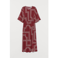 H&M Sukienka z marszczeniem 0764514002 Ciemnoczerwony/Biały wzór
