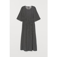 H&M Sukienka z marszczeniem 0764514002 Czarny/Biały wzór
