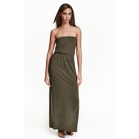 H&M Długa sukienka 0220094011 Ciemna zieleń khaki