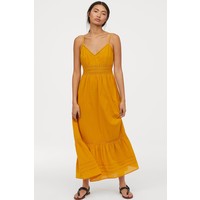 H&M Długa sukienka z koronką 0752486001 Szafranowożółty