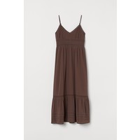 H&M Długa sukienka z koronką 0752486001 Ciemnobrązowy