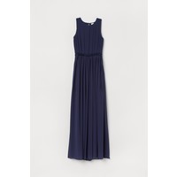 H&M Długa sukienka szyfonowa 0617245002 Ciemnoniebieski