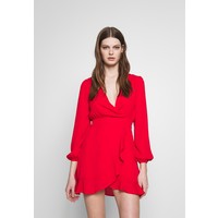 Honey Punch V NECK WRAP DRESS Sukienka koktajlowa red HOP21C04Q