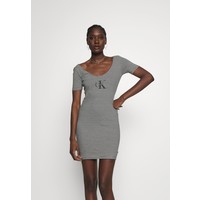 Calvin Klein Jeans MONOGRAM STRIPE BALLET DRESS Sukienka z dżerseju bright white/black C1821C053