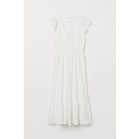 H&M Bawełniana sukienka z haftem 0752484002 Biały