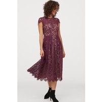 H&M Koronkowa sukienka do łydki 0732429008 Śliwkowofioletowy
