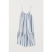 H&M Sukienka z falbaną 0779546001 Biały/Niebieskie paski