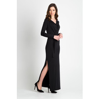 Quiosque Czarna sukienka maxi z marszczonym dekoltem 41R418299