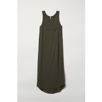 H&M Długa sukienka z dżerseju 0635222001 Zieleń khaki