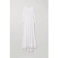 H&M Długa sukienka z koronki 0661818001 Kremowy