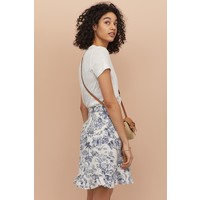 H&M Kopertowa spódnica z lnem 0884771001 Naturalna biel/Niebieski wzór