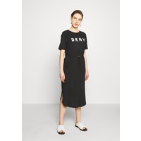 DKNY LOGO T-SHIRT MAXI DRESS Sukienka z dżerseju black/ivory DK121C09J
