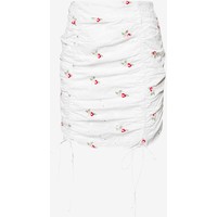 Missguided BRODERIE EMBROIDERED RUCHED MINI SKIRT Spódnica mini white M0Q21B0A8