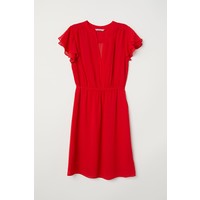 H&M Sukienka z dekoltem w serek 0618287005 Czerwony