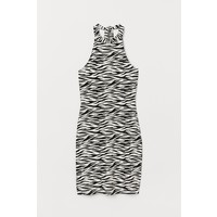 H&M Sukienka z mocowaniem na karku 0744918003 Biały/Tygrysie paski
