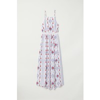 H&M Długa sukienka we wzory 0656376001 Biały/Niebieski wzór