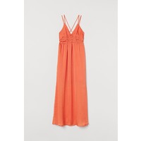 H&M Długa sukienka w serek 0788247002 Koralowopomarańczowy