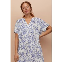 H&M Sukienka z dekoltem w serek 0816166001 Kremowy/Niebieski wzór