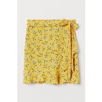 H&M Spódnica z falbaną 0738526001 Żółty/Kwiaty