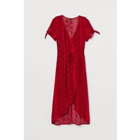 H&M Kopertowa sukienka we wzory 0714828001 Czerwony/Wzór wężowej skóry
