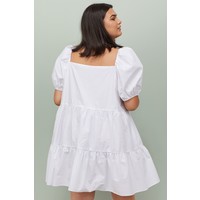 H&M H&M+ Krótka sukienka z bawełny 0911436001 Biały