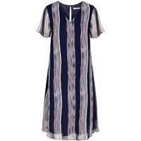 Quiosque Granatowa luźna sukienka z pionowym wzorem 4JH013822