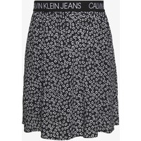 Calvin Klein Jeans FLORAL SKIRT WITH LOGO TAPE Spódnica trapezowa black/white C1821B03B