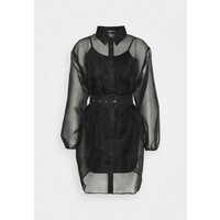 Missguided BELTED BALLOON ORGANZA SHIRT DRESS Sukienka koszulowa black M0Q21C1NT
