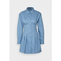 Missguided CORSET WAIST BACK SHIRT DRESS POPLIN Sukienka koszulowa blue M0Q21C1NU
