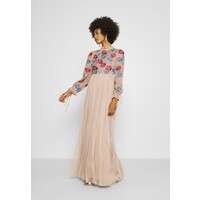Maya Deluxe EMBROIDERED FLORAL MAXI DRESS WITH BISHOP SLEEVES Suknia balowa taupe blush M2Z21C06H