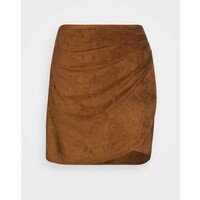 Abercrombie & Fitch RUCHED MINI Spódnica trapezowa brown A0F21B036