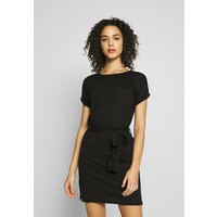 Even&Odd BASIC Short sleeves mini belted dress Sukienka z dżerseju black/black EV421C109