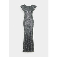 Maya Deluxe FLUTTER SLEEVE ALL OVER SEQUIN MAXI DRESS WITH DIP BACK Suknia balowa charcoal M2Z21C06P