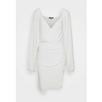Missguided BALLOON SLEEVE SLINKY V NECK DRESS Sukienka letnia cream M0Q21C1TB