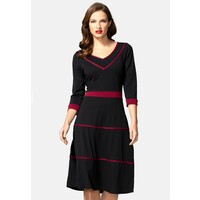 HotSquash V NECK DRESS WITH CONTRAST PIPING Sukienka letnia black and burgundy HOW21C02I