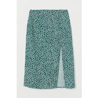 H&M Spódnica z długimi rozcięciami 0842062002 Zielony/Białe kwiaty