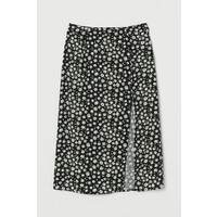 H&M Spódnica z długimi rozcięciami 0842062002 Czarny/Kwiaty